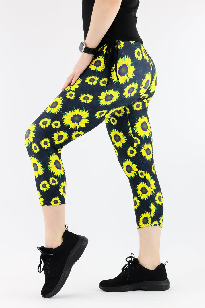 Watercolour Sunflower - Casual Capri Leggings Casual Capri Leggings Pawlie   