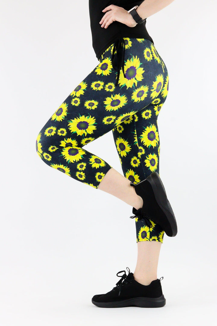 Watercolour Sunflower - Casual Capri Leggings Casual Capri Leggings Pawlie   