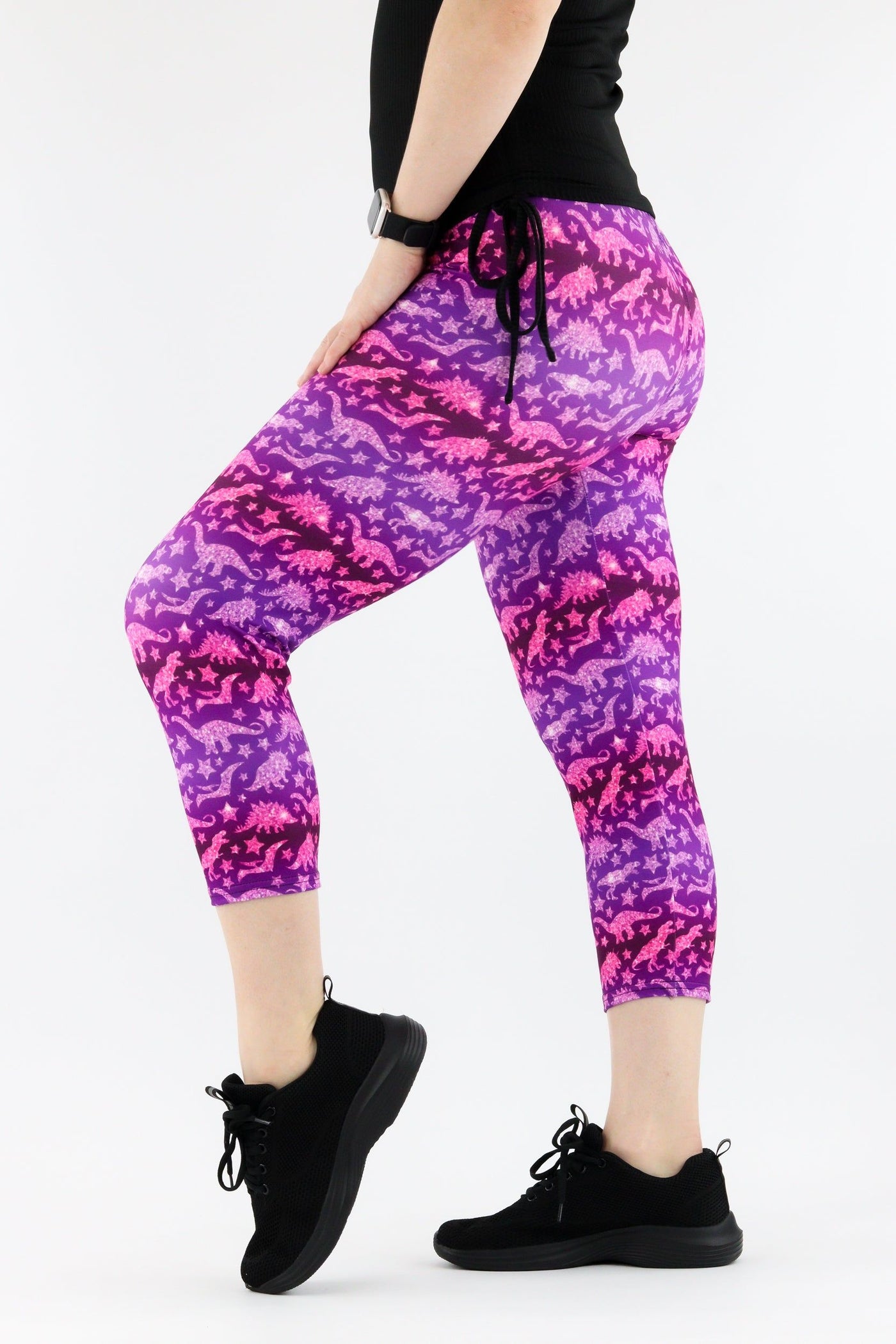 Glitter Dinosaur - Casual Capri Leggings Casual Capri Leggings Pawlie   