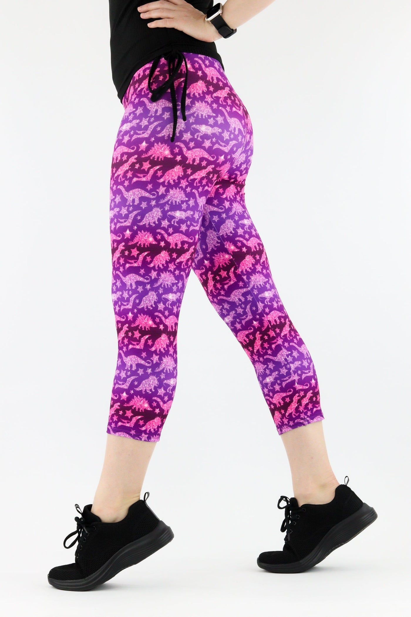 Glitter Dinosaur - Casual Capri Leggings Casual Capri Leggings Pawlie   